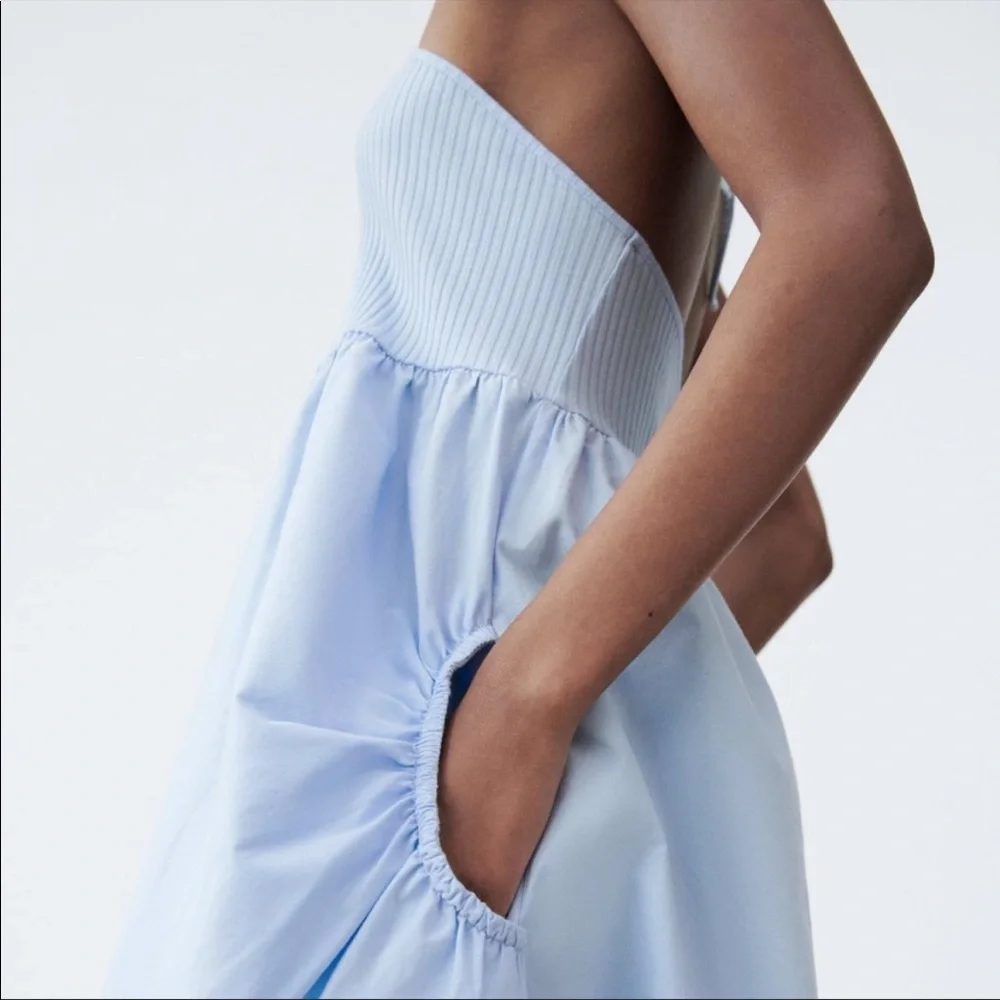 NWT Zara Halter Dress light blue M - Picture 3 of 13